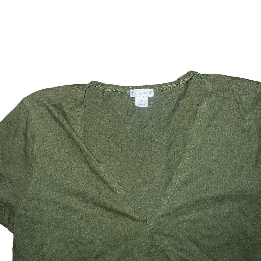 J BY JCREW Green 100% Cotton V-Neck Wrap Short Sleeve Top Size S - Picture 4 of 7